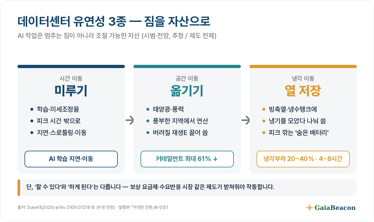 AI 유연성 3종 — 미루기·옮기기·열 저장